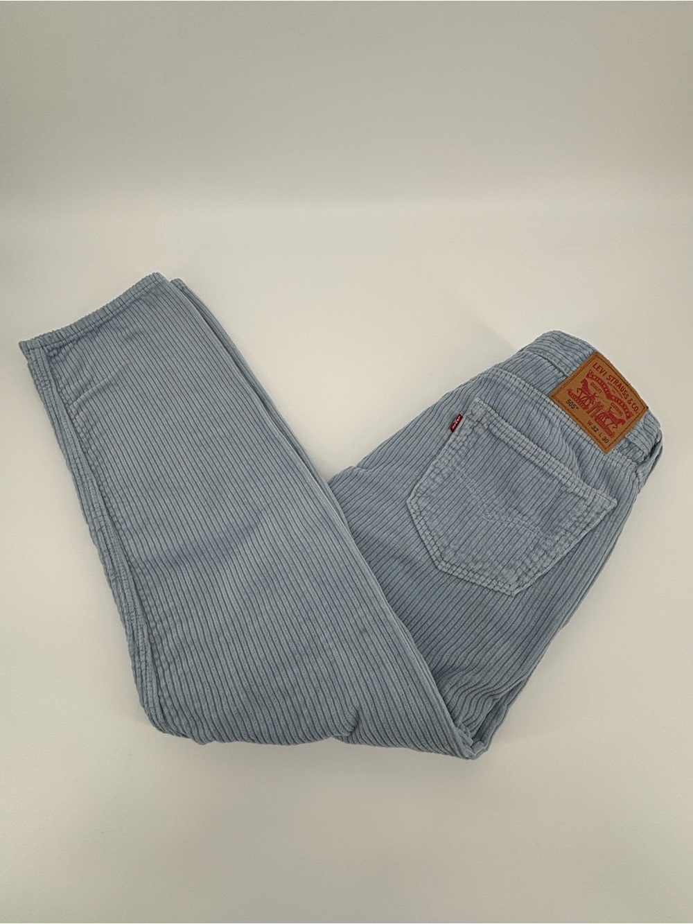 Levi's 505 Corduroy Pants Mens 32x30 Light Blue Slate Straight Leg Cords Zip Fly